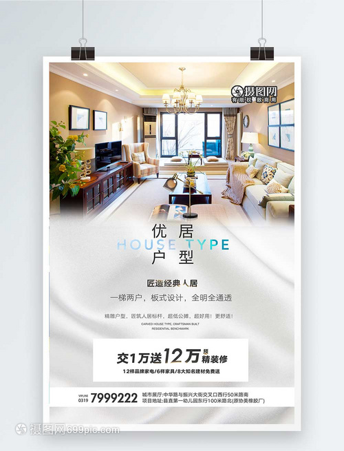 简约房地产户型促销海报