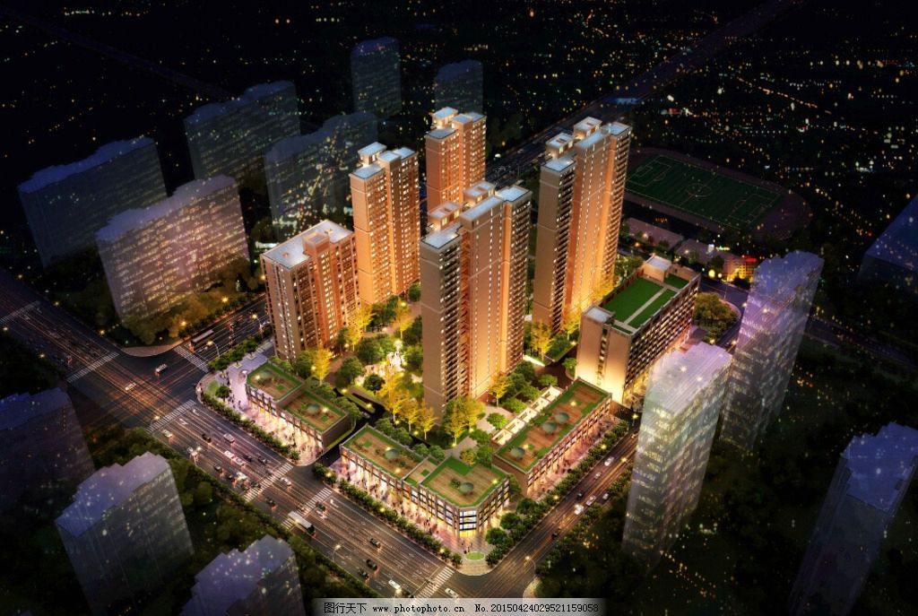 夜景 鸟瞰图片,建筑 中心 城市 璀璨 规划 商场-