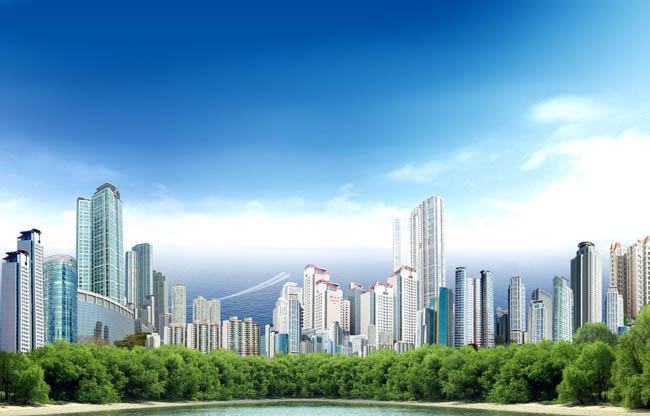 海滨城市背景地产海报设计PSD素材 - 房地产类PSD素材 - PSD素材 - 爱图网 - 设计素材分享平台